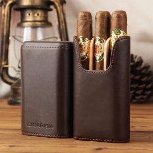 Cigarism Cedar Lined Leather Cigar Case - 3 Cigar Capacity