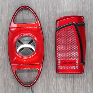 Cigarism Double Jet Flame Lighter & Cutter Gift Set - Red