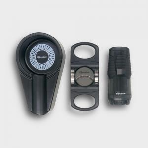 Cigarism Jet Flame Lighter, Cigar Cutter & Ashtray Gift Set - Black
