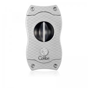 Colibri V Cut Carbon Fibre Cigar Cutter - Silver