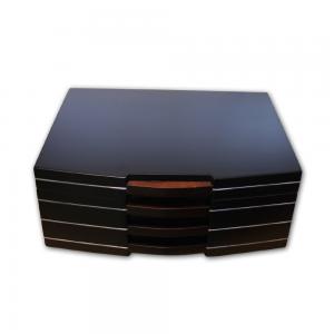 Prestige Carlton Satin Black Finish Humidor - 100 Cigar Capacity