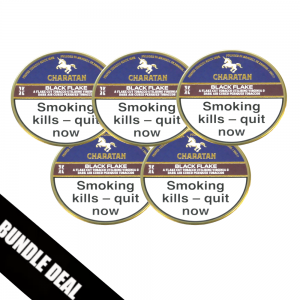 BUNDLE DEAL - Charatan Black Flake (Formerly Prunes & Caramel) Pipe Tobacco - 5 x 50g Tin