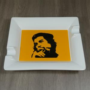 Che Ceramic Cigar Ashtray - Two Cigars Rest - White & Yellow