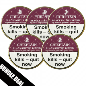 BUNDLE DEAL - Chieftain Blacksmiths Blend (Formerly Wood & Spice) Pipe Tobacco - 5 x 50g Tin