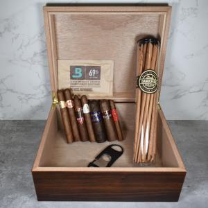 Walnut Veneer Humidor + Cigar Selection Compendium Sampler