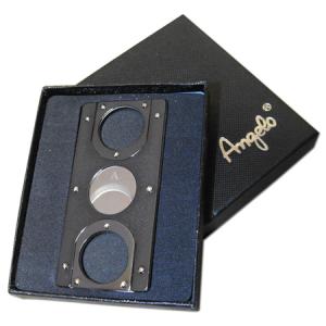 Angelo Double Blade 2-Finger Credit Card Shape Gun Metal Cigar Cutter