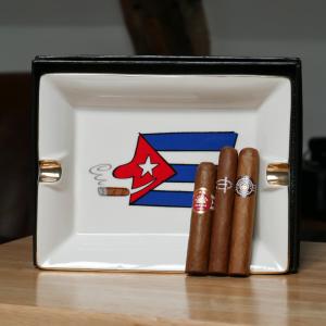 CGars Ltd Cigar Ashtray - Cuban Flag Short Smoke Sampler - 3 Cigars and Ashtray