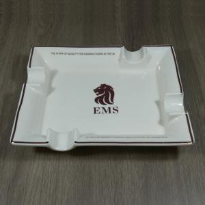 EMS White Ceramic Ashtray - 4 Cigar Rest