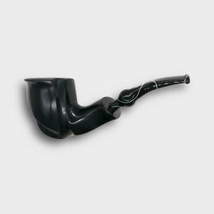 Erik Nording Freehand Black Smooth Marble Stem Bent Fishtail Pipe (EN253)