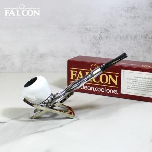 Falcon Silver Shillelagh Silver Twisted White Bowl Fishtail Pipe (FAL285)