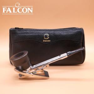 Falcon Starter Standard Pipe Set & Leather Tobacco Pouch - Straight (FAL607)
