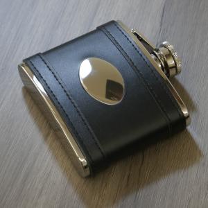 Artamis 4oz Black Lambskin Flask & Engraving Plate