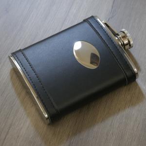 Artamis 6oz Black Lambskin Flask & Engraving Plate