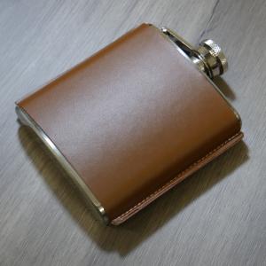 Artamis 6oz Brown Leather & Side Stitching Flask