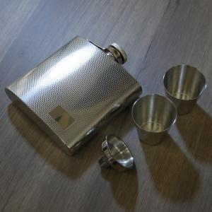 6oz Barley Flask With Cups & Funnel Gift Box Set