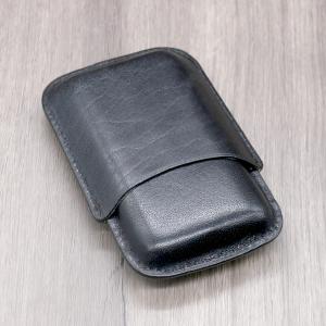 GBD Plain Leather Cigar Case - Three Robusto - BLACK
