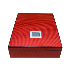 Red Design Humidor with Digital Hygrometer - 20 Cigar Capacity - UNBOXED