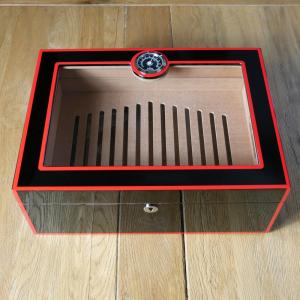 Myon Black & Red Glasstop Humidor - 100 Cigar Capacity