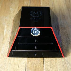 Myon Black & Red 3 Drawer Pyramid Humidor - 30 Cigar Capacity