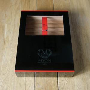 Myon Black & Red Half Glasstop Humidor & Accessories Holder - 5 Cigar Capacity