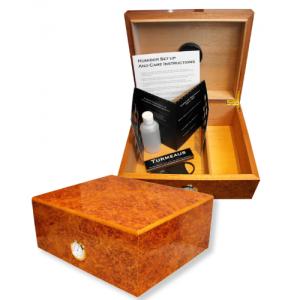 Cambridge Burl Cigar Humidor - Up to 40 Cigar Capacity