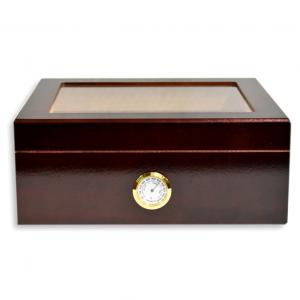 York Mahogany Glass Top Humidor - 30 Cigar Capacity