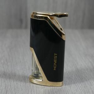Honest Calder Turbo Jet Lighter - Glossy Black and Gold (HON06)
