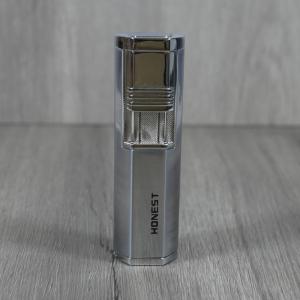 Honest Hutton Jet Flame Cigar Lighter with Cigar Punch - Chrome (HON69) - End of Line