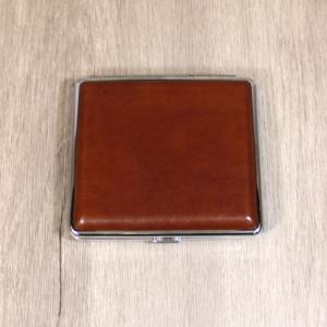 Metal Frame with Brown Leather - Fits 18 Kingsize Cigarettes