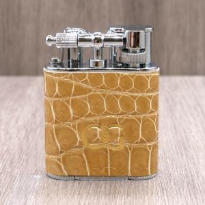 J Cure C.Gars Collection Pocket Jet Flame Lighter - Yellow Crocodile Leather