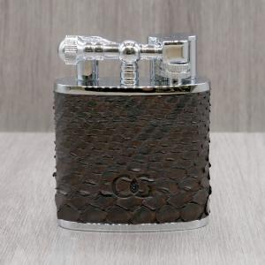 J Cure C.Gars Collection Jet Flame Table Lighter - Brown Python Leather