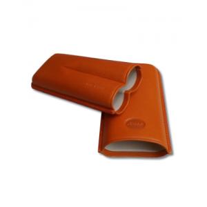 Jemar Leather Cigar Case - Large Gauge - Two Cigars - Orange