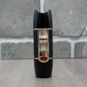 Myon Triple Jet Lighter with Top Cigar Rest & Punch Cut - Black & Silver