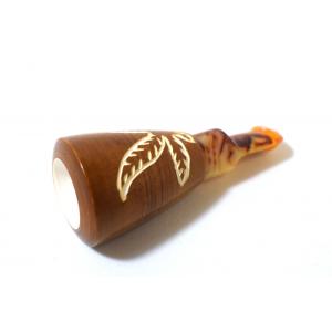 Meerschaum Cigar Holder Brown Smooth Tree Pattern - 52 Ring Gauge (MEER168)