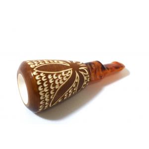 Meerschaum Cigar Holder Brown Pattern Tree Design - 50 Ring Gauge (MEER171)