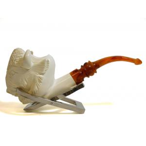 HAND CARVED BLOCK MEERSCHAUM "LARGE" SMOOTH STRAIGHT PIPE ** NEW in CASE ** 