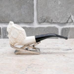 Meerschaum Small Bacchus Laughing Face Bent Fishtail Pipe (MEER345)