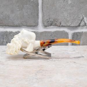 Meerschaum Small Bearded Man With Pipe Bent Fishtail Pipe (MEER347)