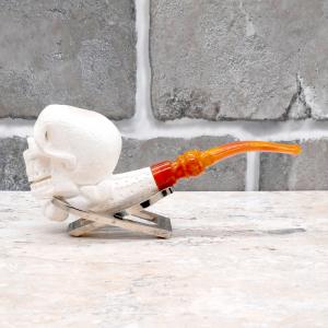 Meerschaum Large Skull Snake Eye Bent Fishtail Pipe (MEER355)