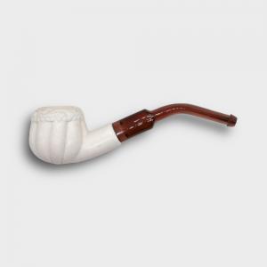 Meerschaum Small Panel Apple Web Bent Fishtail Brown Stem Pipe (MEER402)