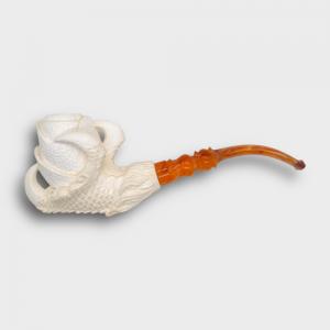 Meerschaum Large Dragon Claw and Rose Bent Fishtail Pipe (MEER404)