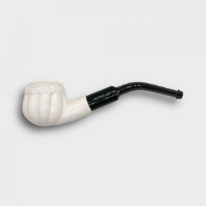 Meerschaum Small Panel Apple Web Bent Fishtail Black Stem Pipe (MEER76)