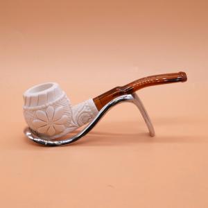 Meerschaum Small Floral Bent Fishtail Pipe (MEER78)