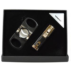 Honest Cigar Lighter and Cutter Set - Black (HON114)