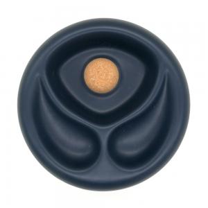 SLIGHT SECONDS - Ceramic Matte Blue Two Rests Pipe Ashtray & Cork Knocker