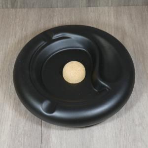 Talamona Large Ceramic Pipe Ashtray with Cork Knocker - Nero Black