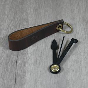 Chacom Leather Keyring Pipe Stand With Pipe Tool - Brown