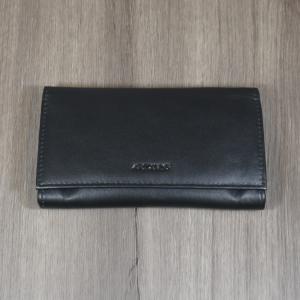Artamis Black Leather Roll Up Pouch with Buttons
