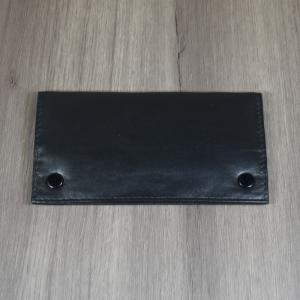 Black Leather Wallet Style Tobacco Pouch with Cigarette Paper Holder