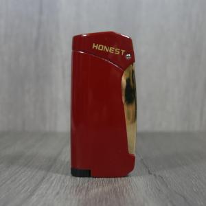 Honest Newton Single Jet Flame Cigar Lighter - Red & Gold (HON184)